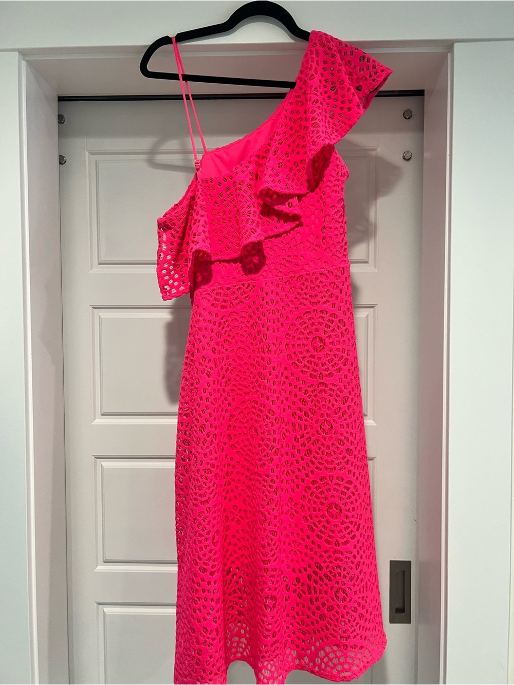 Lilly Pulitzer Neon Pink One-Shoulder Eyelet Dress